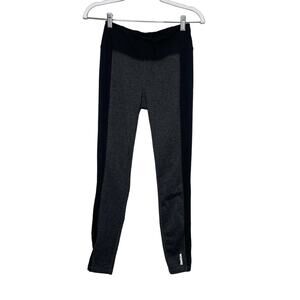 Women's Reebok Leggings Activewear High Rise Skinny Ankle Sheer Gray Black‎ S